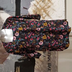 Poppy Lux Black Floral Print 3/4 Mini Dress Women 10